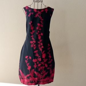 Black with dark red foral design size 6 work/summer dress